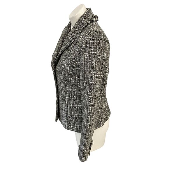 Apostrophe Blazer Womens PS Gray Black Tweed Work Office Casual Jacket Old Money - Picture 7 of 15